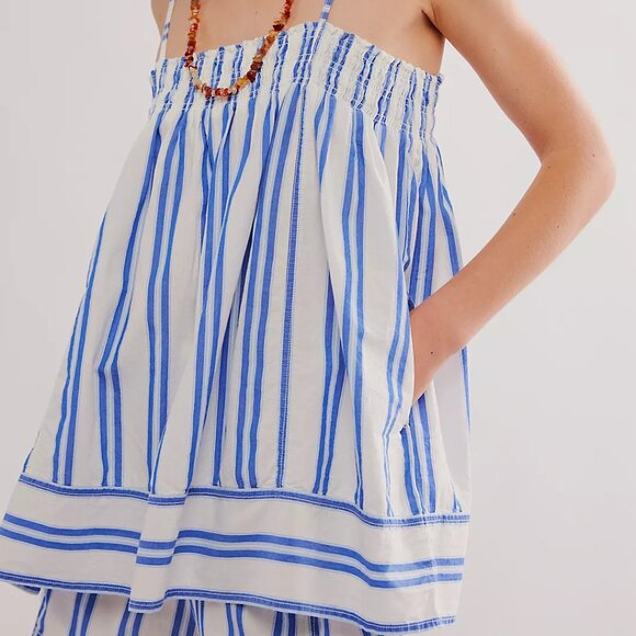 Free People / We the Free Tops - 013 Free People Pajama Party Tunic Top Nwot Blue Ivory Combo Size XS